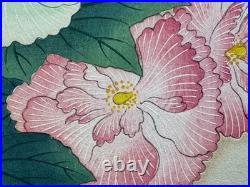 Nishimura Hodo Original Hollyhock Flowers Woodblock Print1937 Asian Japanese Art