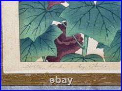 Nishimura Hodo Original Hollyhock Flowers Woodblock Print1937 Asian Japanese Art