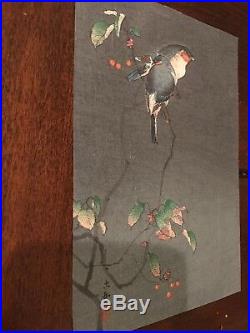 OHARA KOSON (Shoson) JAPANESE Woodblock Print HANGA Finches In Tree