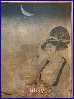 ORIGINAL JAPANESE WOODBLOCK PRINT TWO WOMEN BY KITAGAWA UTAMARO, ca. 1800-1805