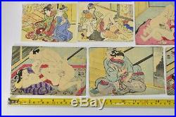 ORIGINAL Japanese Art Woodblock Print UKIYOE Shunga 12 set Erotic