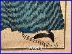 ORIGINAL KIKUGAWA EIZAN EDO WOODBLOCK MAN with FALCON JAPAN ASIAN JAPANESE ART