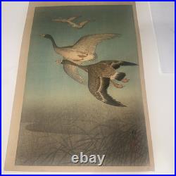 O'Hara Koson Shoshon flying Geese Japanese Woodblock Print