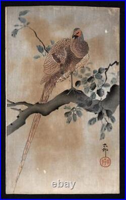 Ohara Koson (1877-1945) Japanese Woodblock Woodcut Print Copper Pheasant