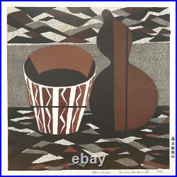 Okiie Hashimoto Woodblock print Nihon The Pot and the Gourd Japan Japanese