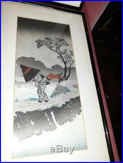 Old or Antique Japanese Woodblock Print Group 4 Pcs