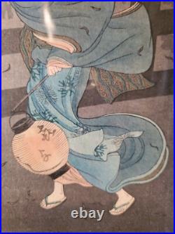 Orig 1920s TAKAHASHI HIROAKI SHOTEI Japanese Woodblock COLD WINTER WIND 15x6.5