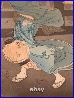 Orig 1920s TAKAHASHI HIROAKI SHOTEI Japanese Woodblock COLD WINTER WIND 15x6.5