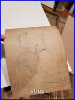 Orig 1920s TAKAHASHI HIROAKI SHOTEI Japanese Woodblock COLD WINTER WIND 15x6.5