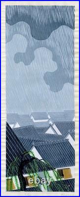Orig Signed Extra Large Woodblock Print Rain