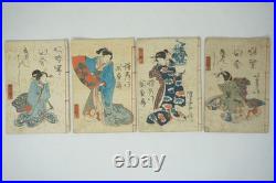 Original 1850s Kunisada Woodblock Printed Books Set of 4 Inaka Genji Edo 0724G25