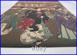 Original 1888 Japanese Woodblock Print Kunimasa Triptych, Shin-Yoshiwara Geish