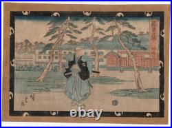 Original 19th Century Japanese Woodblock Print of Samurai by Hiroshige