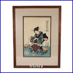 Original Antique Woodblock Print On Rice Paper Toyokuni Kunisada (1786-1864)