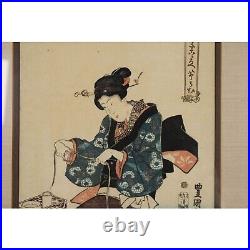 Original Antique Woodblock Print On Rice Paper Toyokuni Kunisada (1786-1864)