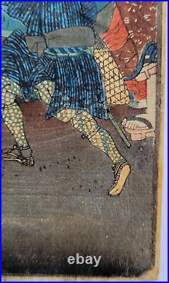 Original Antique Woodblock. The Peach Thief By Utagaga Hirokage Japan
