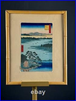 Original Hiroshige Koban Woodblock Print Omi Province Lake Biwa Ukiyo-e