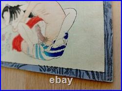 Original Japanese Shunga Art, Antique Erotic Woodblock print, Ukiyo-e, Bijinga