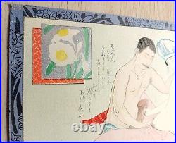 Original Japanese Shunga Art, Antique Erotic Woodblock print, Ukiyo-e, Bijinga