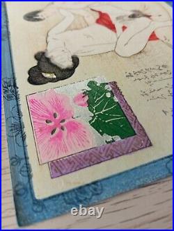 Original Japanese Shunga Art, Antique Erotic Woodblock print, Ukiyo-e, Bijinga