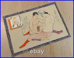 Original Japanese Shunga Art, Antique Erotic Woodblock print, Ukiyo-e, Bijinga