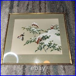 Original Japanese Woodblock Print by Ohara Koson Bird Winter Trees Snow