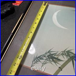 Original Japanese Woodblock Print by Ohara Koson Owl And Bamboo, Crescent Moon