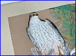 Original Japanese woodblock print Sparrowhawk and Skylark Rakuzan 1929