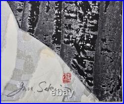 Original Junichiro Sekino Japanese Woodblock Print Takekurabe Young Girl Framed