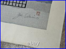 Original Junichiro Sekino Signed Huge Japanese Woodblock Print Kuwana