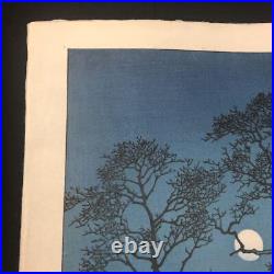 Original Kawase Hasui Woodblock Print Winter Moon Toyama-gahara December 1931