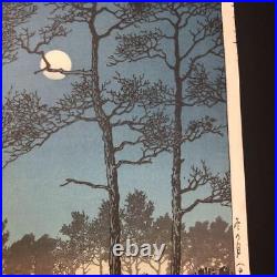 Original Kawase Hasui Woodblock Print Winter Moon Toyama-gahara December 1931