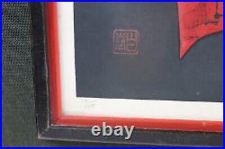 Original LE Haku Maki lrg red Poem 70-7 woodblock print Kanda's B. O. Q Gallery