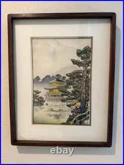 Original Nisaburo Ito Japanese Woodblock Print Golden Pavilion Kyoto 1950s