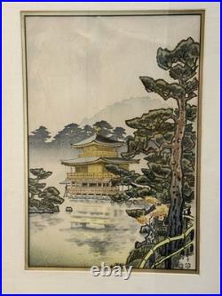 Original Nisaburo Ito Japanese Woodblock Print Golden Pavilion Kyoto 1950s