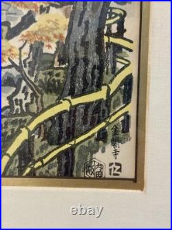 Original Nisaburo Ito Japanese Woodblock Print Golden Pavilion Kyoto 1950s