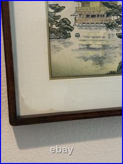 Original Nisaburo Ito Japanese Woodblock Print Golden Pavilion Kyoto 1950s