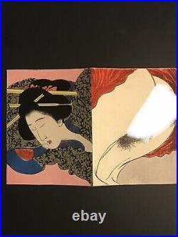 Original Tomioka Eisen Japanese Woodblock Shunga Print C