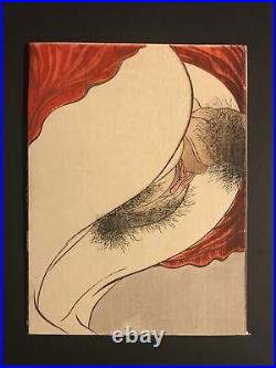 Original Tomioka Eisen Japanese Woodblock Shunga Print C