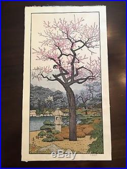 Original Toshi Yoshida(1911-1995) Wood Block Print Triptych-The Friendly Garden