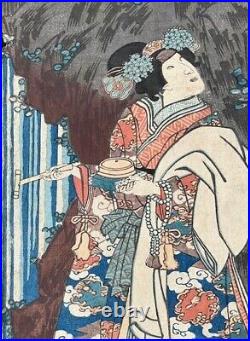 Original Toyokuni III/Kunisada 2 Japanese Woodblock Prints 14x10 Oban