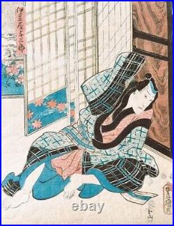 Original Toyokuni III/Kunisada 2 Japanese Woodblock Prints 14x10 Oban