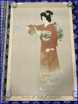 Original Woodblock Print. Board Of Tourist Industry Japan Govt Railways Poster