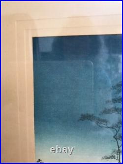 PAIR VNT KOHO SHODA Japanese Woodblock Prints Lake Bilwa & Canal By Moonlight