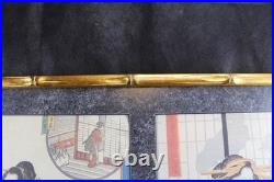 Pair of 19thC Japanese Ukiyo-e Woodblock Prints Eizan & Eisen Interior Scene