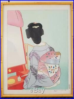 Paul Jacoulet Framed Le Miroir De Laque Rouge Tokio Japanese Woodblock Print