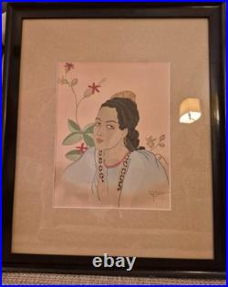 Paul Jacoulet original Japanese woodblock print Une jeune fille de Fidji 15x18