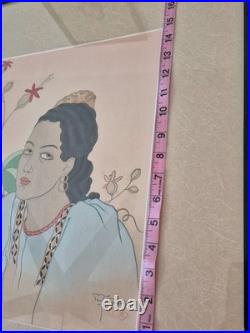 Paul Jacoulet original Japanese woodblock print Une jeune fille de Fidji 15x18