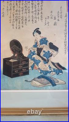 RARE JAPANESE Utagawa Kuniyoshi (1798-1861) GEISHA WOODBLOCK PRINT EDO UKIYO-E