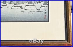 RARE Kasamatsu Shiro Snow at Yomeimon Gate Nikko Japanese Woodblock Print c. 1952